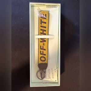 off-white yellow industrial keychain